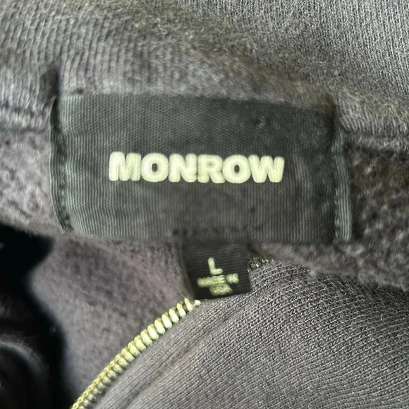 Monrow Seamed Bomber jacket black zip front pockets Size L - Picture 6 of 10